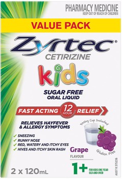 Zyrtec+Kids+Fast+Acting+Allergy+%26amp%3B+Hayfever+Relief+Grape+Flavour+Oral+Liquid+2+x+120ml