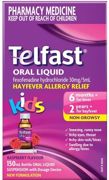 Telfast+Kids+Oral+Liquid+Hayfever+Allergy+Relief+150ml+%28New+Formulation%29