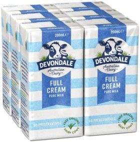 Devondale+Full+Cream+or+Extra+Light+Long+Life+Milk+6x200mL