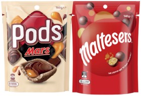 Pods-160g-MMs-120-180g-Skittles-120-200g-or-Maltesers-120-140g-Share-Pack-Selected-Varieties on sale