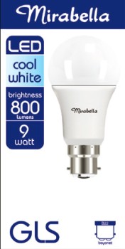 Mirabella+LED+GLS+9W+Globe+1+Pack+Selected+Varieties