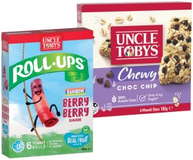 Uncle+Tobys+Muesli+Bars+or+Roll%E2%80%91Ups+6+Pack+Selected+Varieties