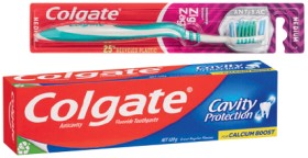 Colgate+Toothpaste+110%E2%80%91120g%2C+Zig+Zag+Toothbrush+1+Pack+or+Plax+Mouthwash+250mL+Selected+Varieties