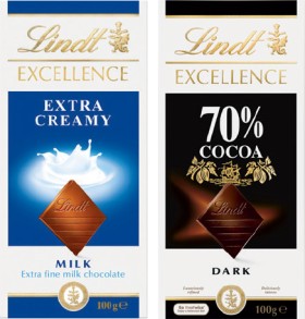 Lindt+Excellence+80%E2%80%91100g+or+Lindor+100g+Chocolate+Block+Selected+Varieties