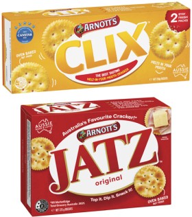 Arnott%26%23039%3Bs+Jatz+or+Clix+Crackers+225g-250g