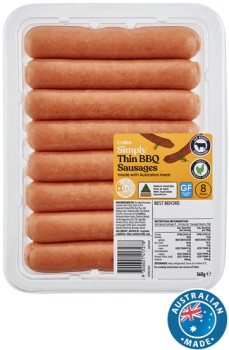 Coles+Simply+Thin+BBQ+Sausages+8+Pack+560g