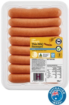 Coles+Simply+Thin+BBQ+Honey+Sausages+8+Pack+560g