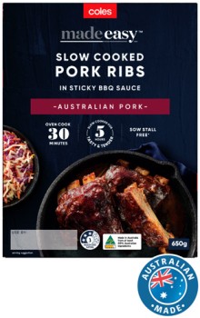 Coles+Made+Easy+Slow+Cooked+Pork+Ribs+in+BBQ+Sauce+600g