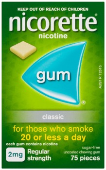 Nicorette+Gum+Classic+2mg+Regular+Strength+75+Pack