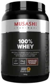 Musashi+100%25+Whey+Chocolate+Milkshake+Flavour+900g