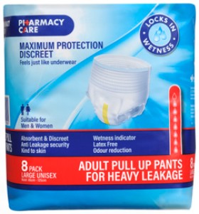 Pharmacy+Care+Incontinence+Pants+Large+8+Pack