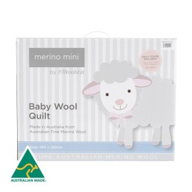 Merino+Mini+350gsm+Washable+Wool+Cot+Quilt+by+Woolstar