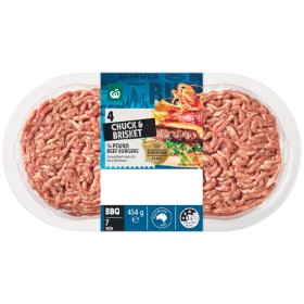 Woolworths+Chuck+%26amp%3B+Brisket+Quarter+Pound+Beef+Burgers+454g+Pk+4