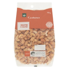 Woolworths+Cashews+Roasted+Unsalted+or+Salted+750g+Pack