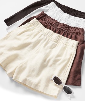 Linen+Blend+Pull+On+Shorts