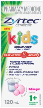 Zyrtec-Kids-Allergy-Hayfever-Relief-Bubblegum-Flavour-120mL-Liquid on sale