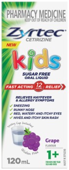 Zyrtec-Kids-Allergy-Hayfever-Relief-Grape-Flavour-120mL-Liquid on sale