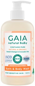 GAIA+Natural+Baby+Bath+%26amp%3B+Body+Wash+Sweet+Orange+%26amp%3B+Avocado+Oils+500mL