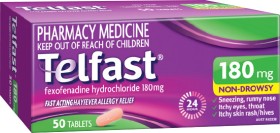 Telfast+Hayfever+Allergy+Relief+180mg+50+Tablets