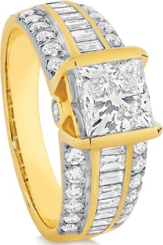 Limited+Edition+Alora+14ct+Gold+2+1%2F2+Carats+TW+Lab+Grown+Diamond+Princess+Cut+Three+Row+Ring