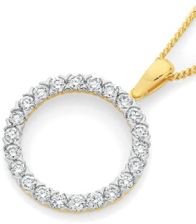 Alora+10ct+Gold+1+Carat+TW+Lab+Grown+Diamond+Circle+Pendant