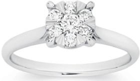 9ct-White-Gold-Diamond-Cluster-Ring on sale