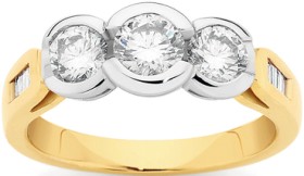 18ct+Two+Tone+Gold+Diamond+Trilogy+Ring