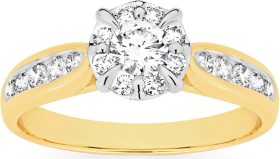 9ct+Gold+Diamond+Round+Cluster+Ring