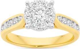 18ct+Gold+Diamond+Round+Cluster+Ring