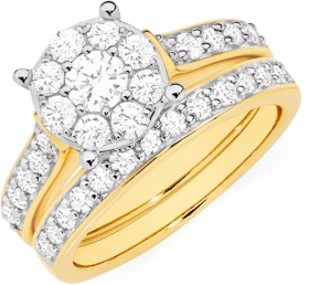 18ct+Gold+Diamond+Bridal+Ring+Set