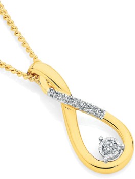 9ct+Two+Tone+Gold+Diamond+Infinity+Twist+Pendant