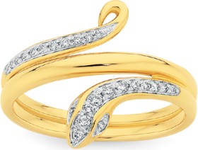 9ct+Gold+Diamond+Snake+Ring