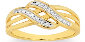 9ct+Gold+Diamond+Double+Crossover+Ring