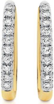 9ct-Gold-Diamond-Rectangular-Huggie-Earrings on sale