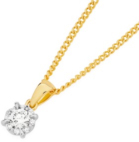 9ct+Gold+Diamond+Small+Halo+Pendant