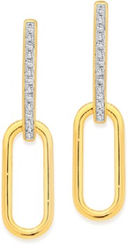 Exquisites-9ct-Gold-Diamond-Paperclip-Link-Huggie-Earrings on sale