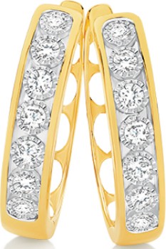 9ct-Gold-Diamond-Huggie-Earrings on sale