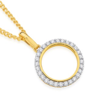 9ct+Gold+Diamond+Open+Circle+Pendant