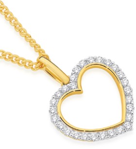 9ct+Gold+Diamond+Open+Heart+Pendant