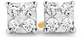 9ct+Yellow+Gold+Diamond+Square+Look+Stud+Earrings