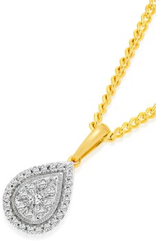 9ct+Gold+Diamond+Pear+Pendant