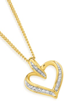 9ct+Gold+Diamond+Open+Heart+Pendant