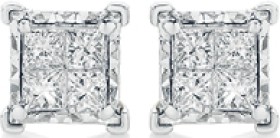 9ct-Two-Tone-Gold-Diamond-Invisible-Princess-Cut-Stud-Earrings on sale