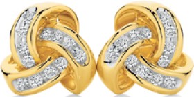 9ct+Gold+Diamond+Knot+Stud+Earrings