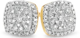 9ct+Yellow+Gold+Diamond+Cushion+Stud+Earrings