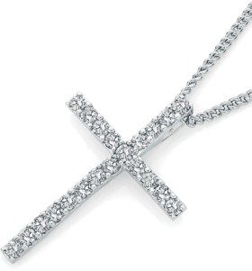 9ct-White-Gold-Diamond-Cross-Pendant on sale