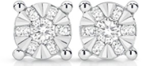 9ct+White+Gold+Diamond+Round+Cluster+Stud+Earrings