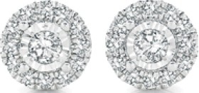 9ct-White-Gold-Diamond-Round-Frame-Stud-Earrings on sale