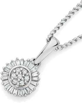 9ct-White-Gold-Diamond-Cluster-Pendant on sale