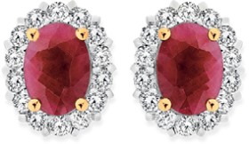 9ct+Gold+Natural+Ruby+%26amp%3B+.50ct+Diamond+Earrings